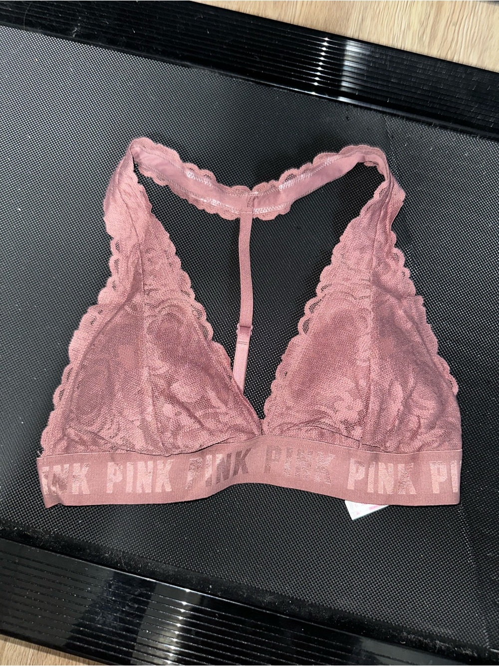 PINK Victoria's Secret Dusty Rose Lace Racerback Bralette